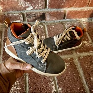 Kids High-Top Sneakers in Charcoal and Orange